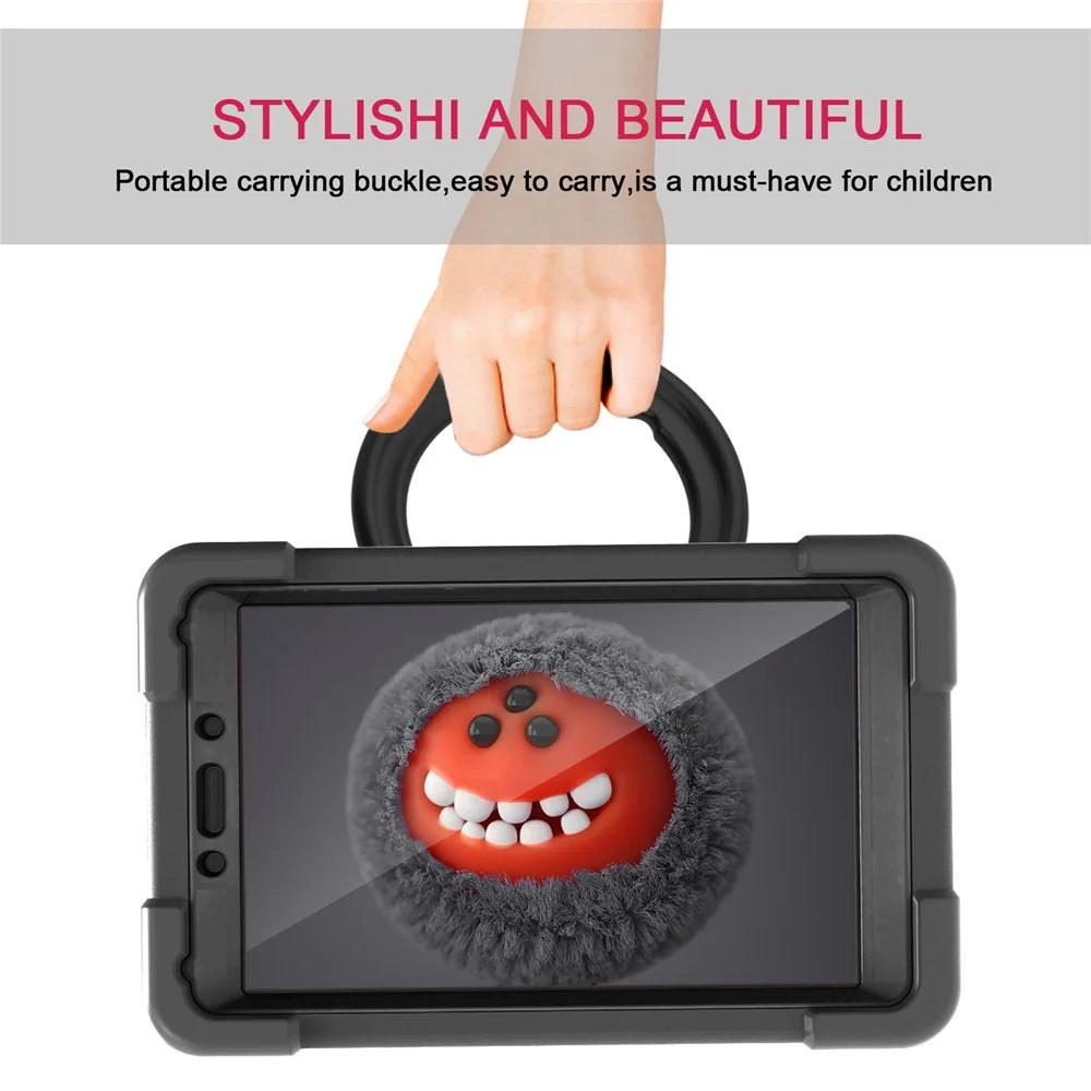 360° Swivel Kickstand PC+Silicone Tablet Shell for Samsung Galaxy Tab A 8.0 Wi-Fi (2019) SM-T290/SM-T295 - All Black - 7