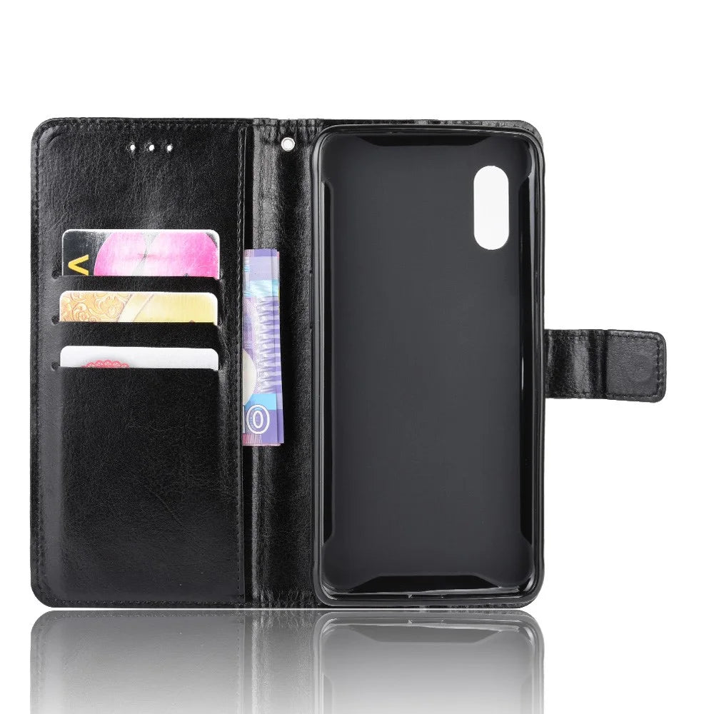 Crazy Horse Skin Unique Design PU Leather Shell for Samsung Galaxy Xcover Pro - Black - 4