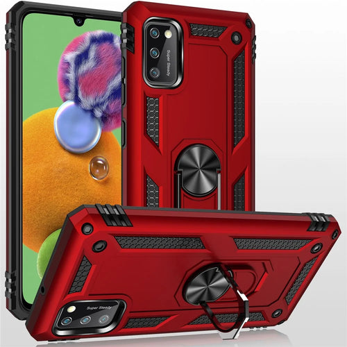 Hybrid PC TPU Kickstand Armor Phone Shell Case for Samsung Galaxy A41 (Global Version) - Red - 1