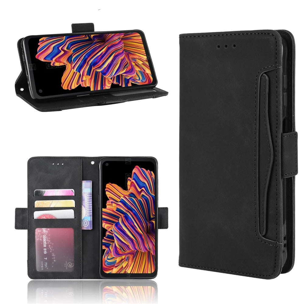 Wallet Leather Stand Case for Samsung Galaxy Xcover Pro - Black - 1