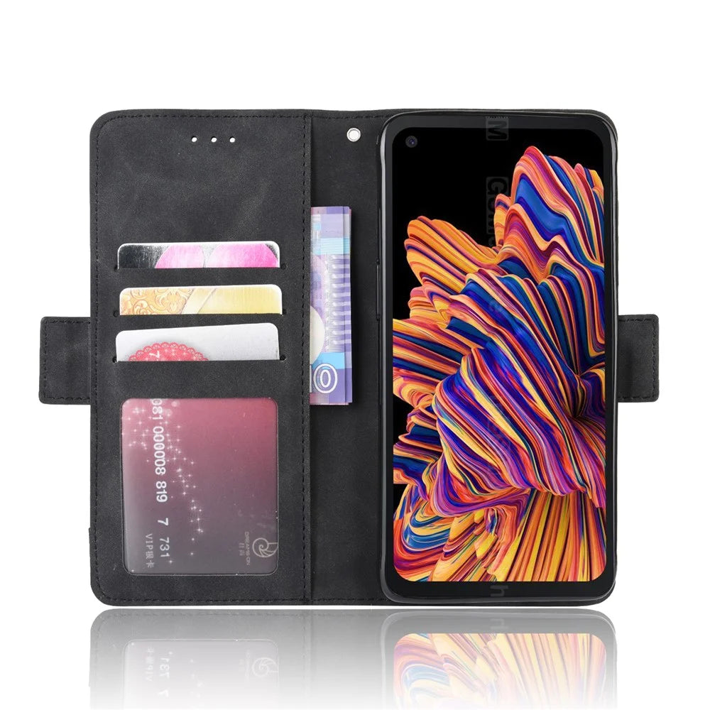 Wallet Leather Stand Case for Samsung Galaxy Xcover Pro - Black - 5