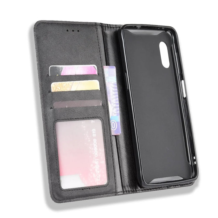 Vintage Style Leather Wallet Stand Case for Samsung Galaxy Xcover Pro - Black - 5
