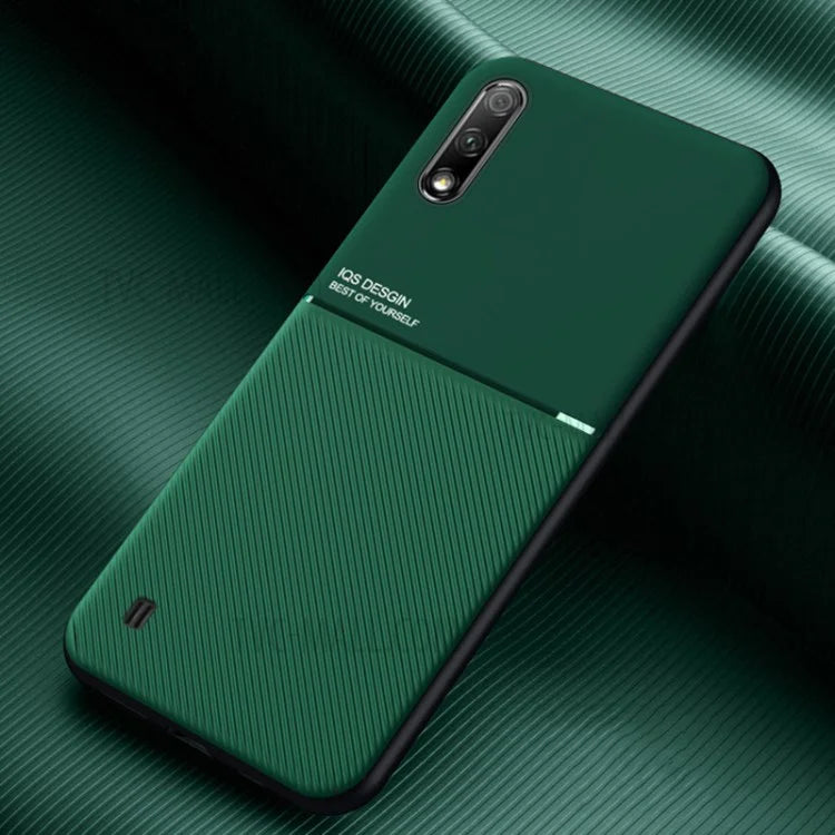 Minimalist Business Style Leather Coated TPU Phone Casing for Samsung Galaxy A01 - Green - 1