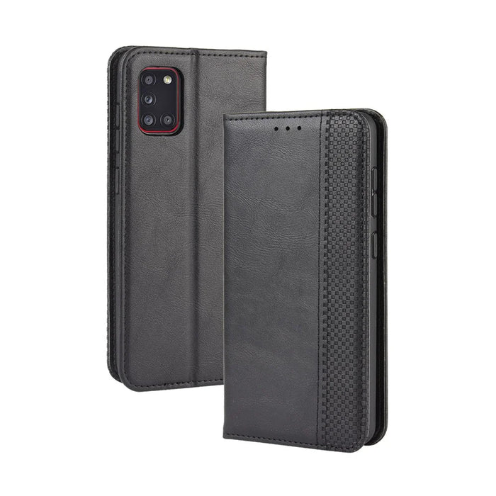 Retro Auto-absorbed Special Design Leather Cover for Samsung Galaxy A31 - Black - 2