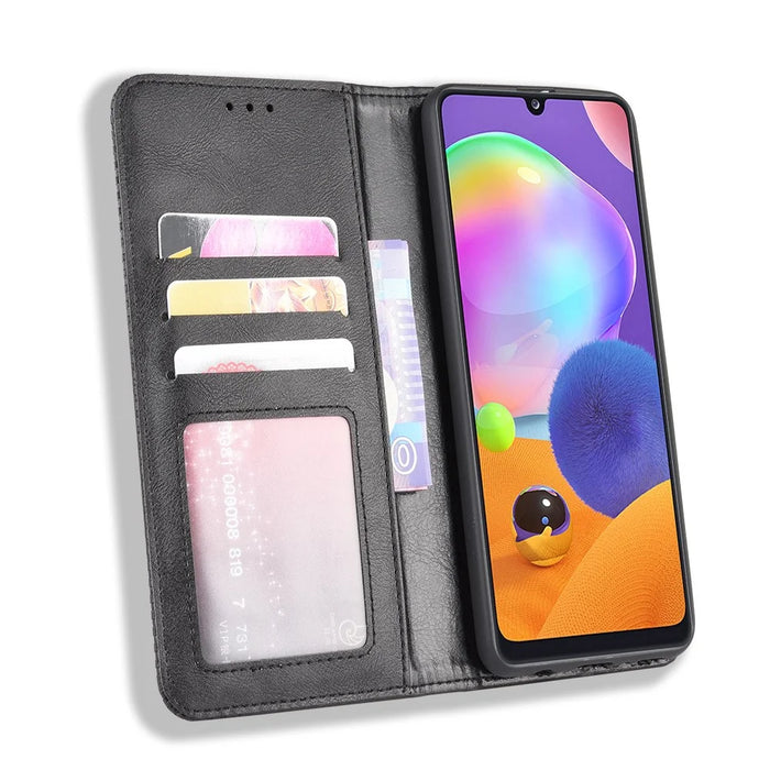 Retro Auto-absorbed Special Design Leather Cover for Samsung Galaxy A31 - Black - 6