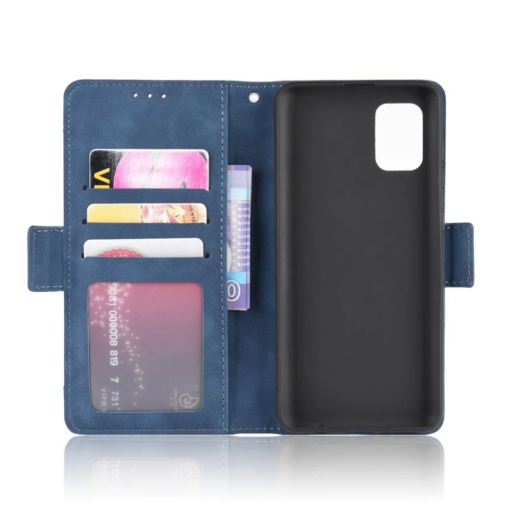 PU Leather with Multiple Card Slots Mobile Shell for Samsung Galaxy A31 - Blue - 5