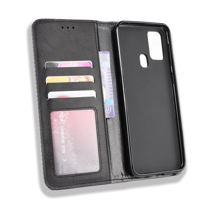 Magnetic Retro Leather with Wallet Phone Shell for Samsung Galaxy M31 - Black - 5