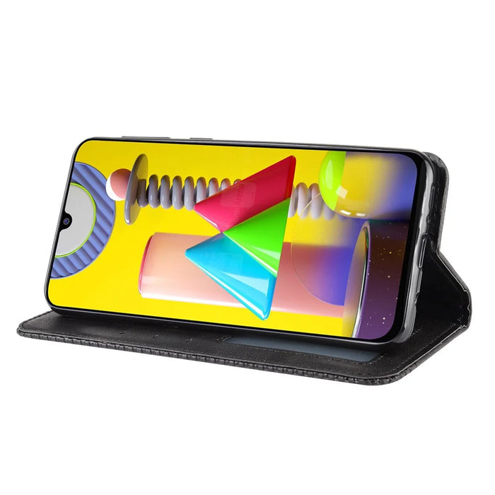 Magnetic Retro Leather with Wallet Phone Shell for Samsung Galaxy M31 - Black - 7