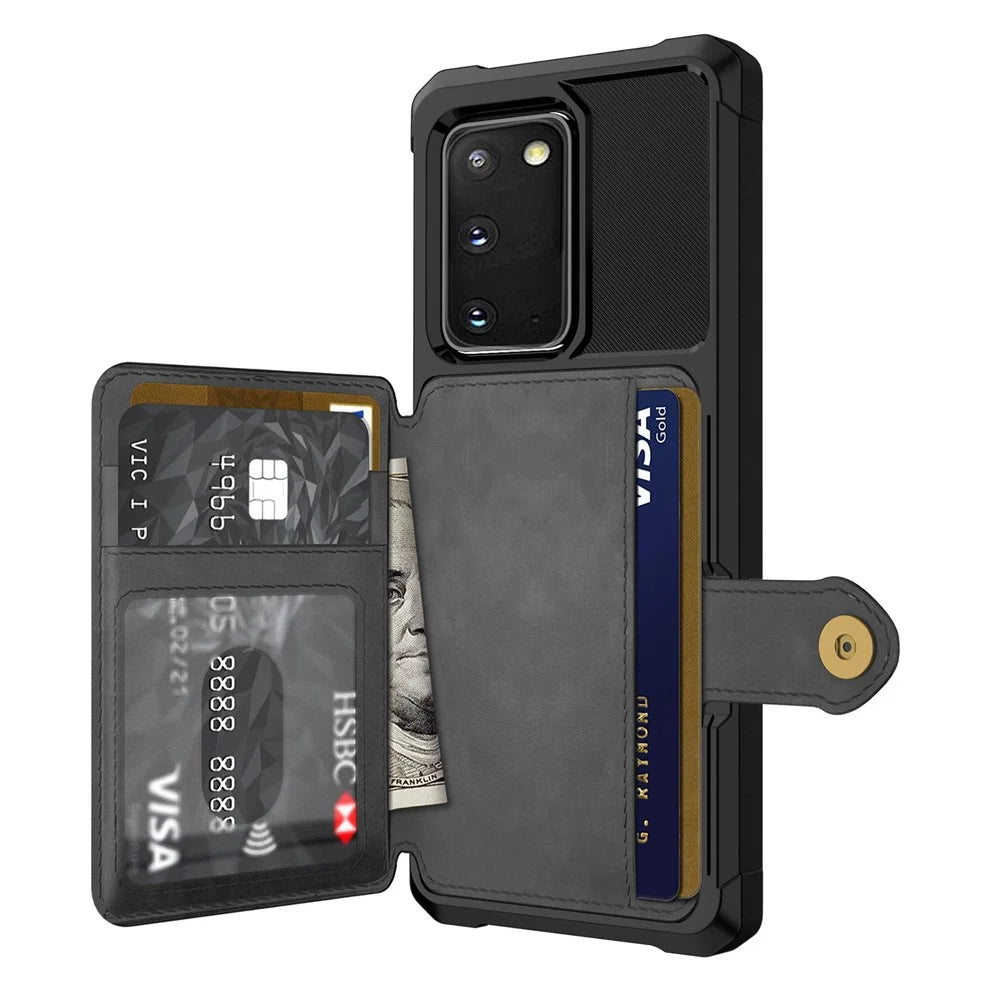 PU Leather Coated TPU with Built-in Magnetic Sheet Cover for Samsung Galaxy S20 4G/S20 5G - Black - 1