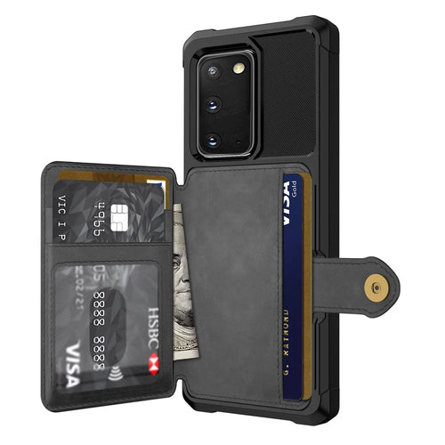 PU Leather Coated TPU with Built-in Magnetic Sheet Cover for Samsung Galaxy S20 4G/S20 5G - Black - 1
