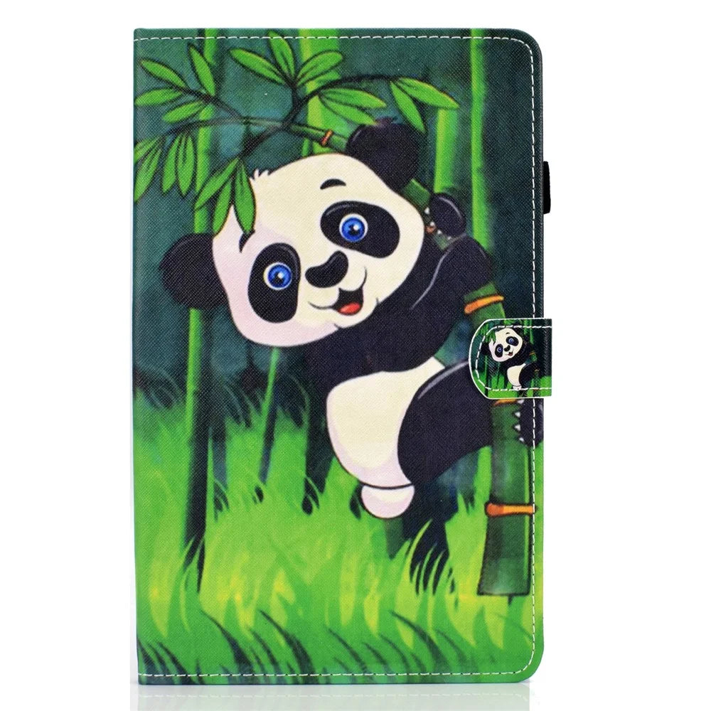 Pattern Printing Leather Card Holder Tablet Shell for Samsung Galaxy Tab S6 Lite (2020) P610 P615 / (2022) / (2024) - Panda and Bamboo - 2