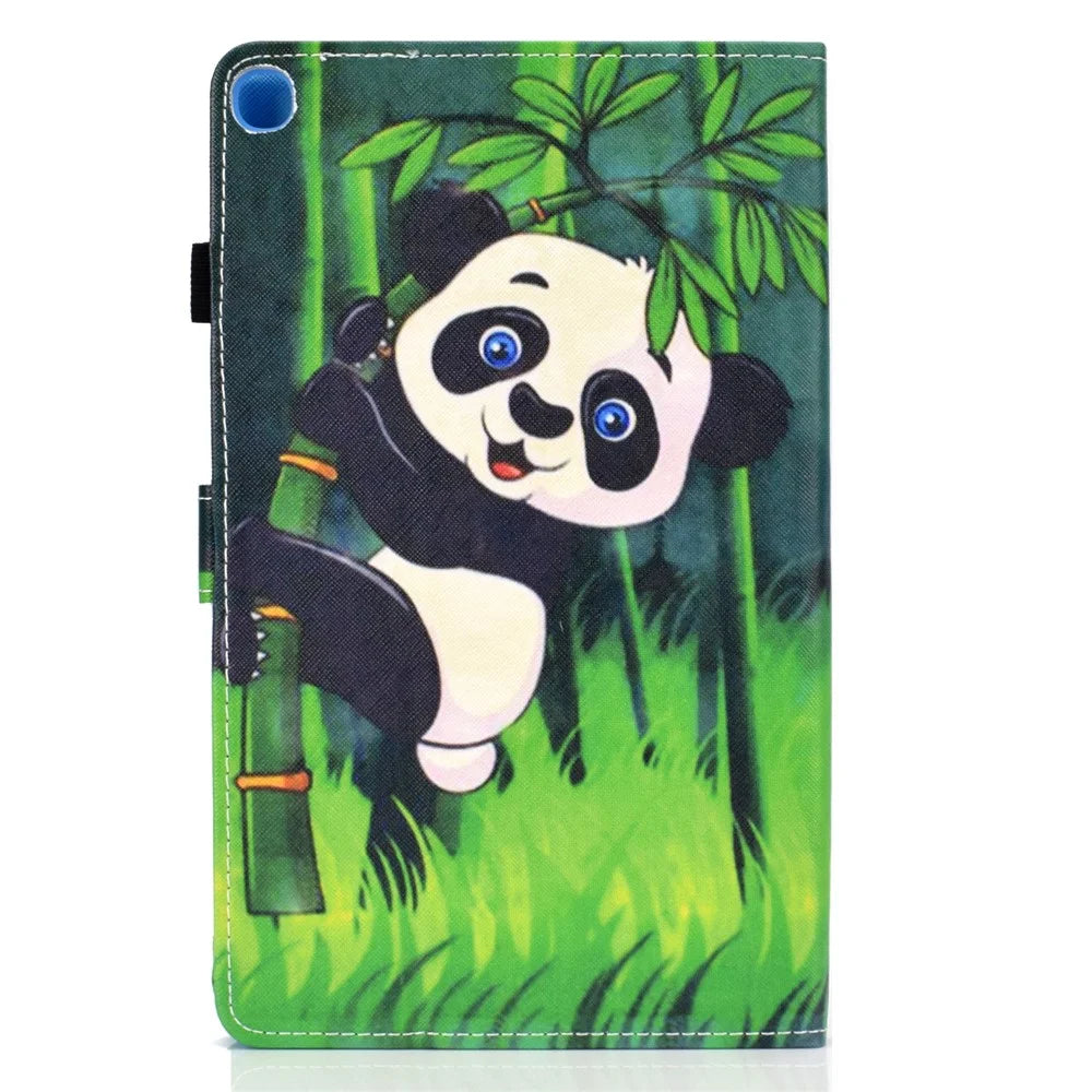 Pattern Printing Leather Card Holder Tablet Shell for Samsung Galaxy Tab S6 Lite (2020) P610 P615 / (2022) / (2024) - Panda and Bamboo - 3