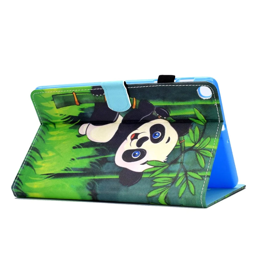 Pattern Printing Leather Card Holder Tablet Shell for Samsung Galaxy Tab S6 Lite (2020) P610 P615 / (2022) / (2024) - Panda and Bamboo - 4