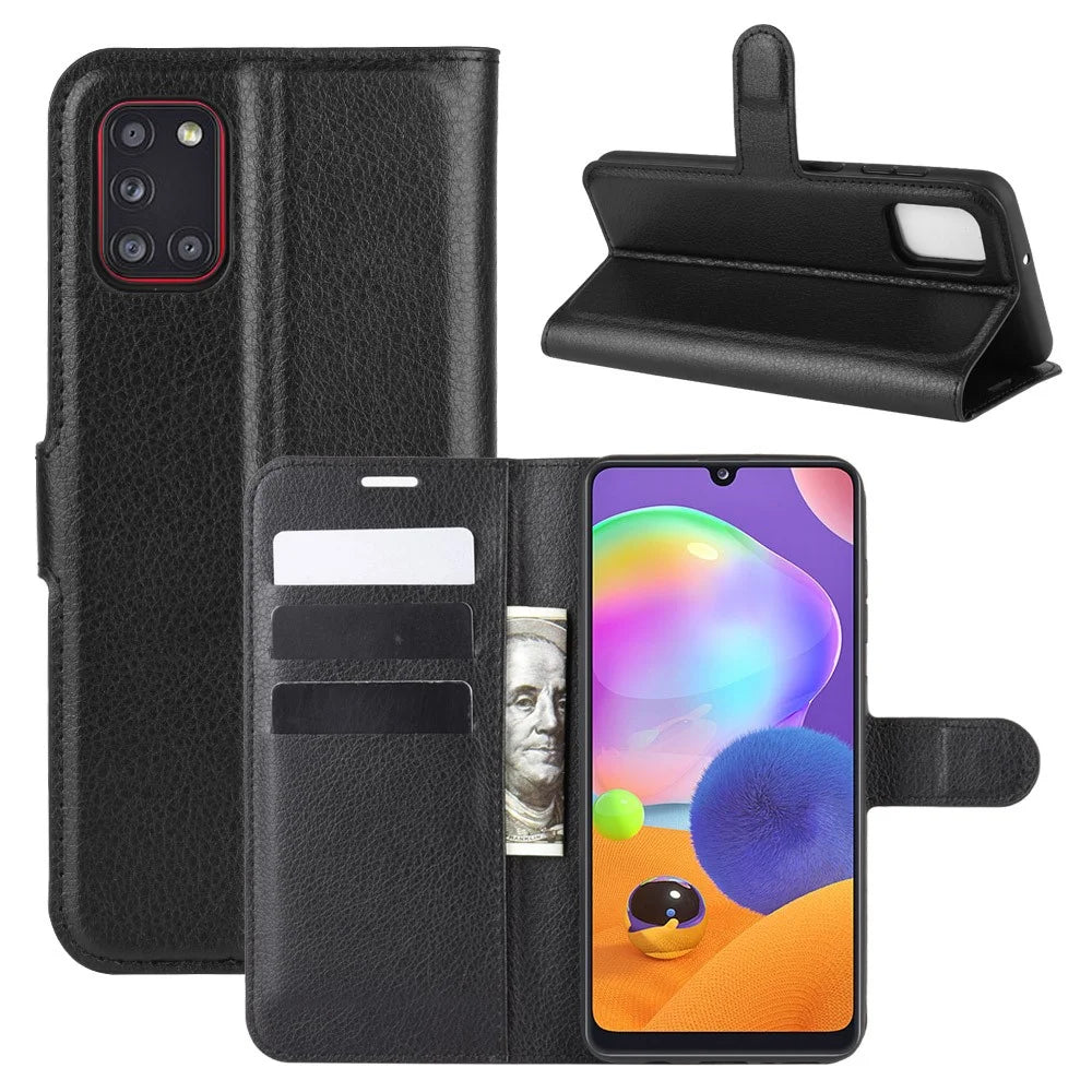 Litchi Surface Wallet Leather Case for Samsung Galaxy A31 - Black - 1