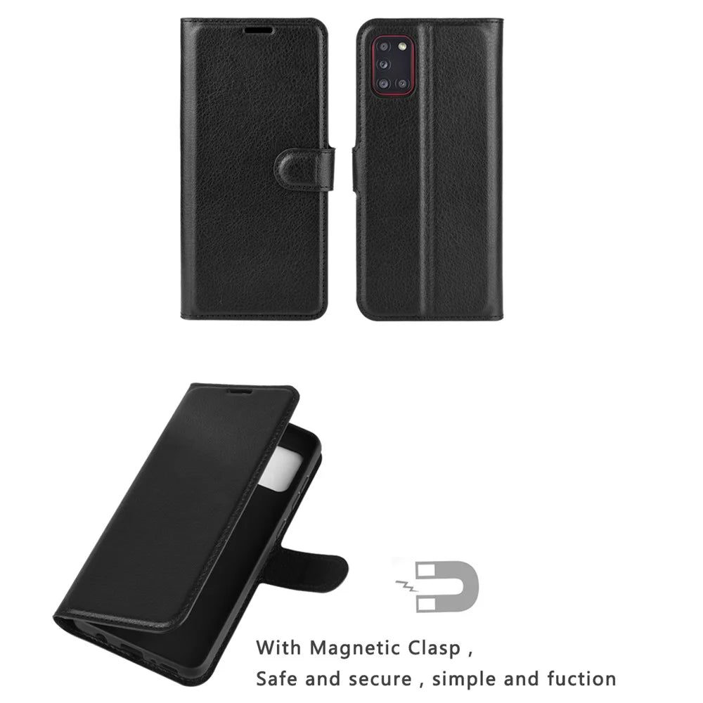 Litchi Surface Wallet Leather Case for Samsung Galaxy A31 - Black - 3
