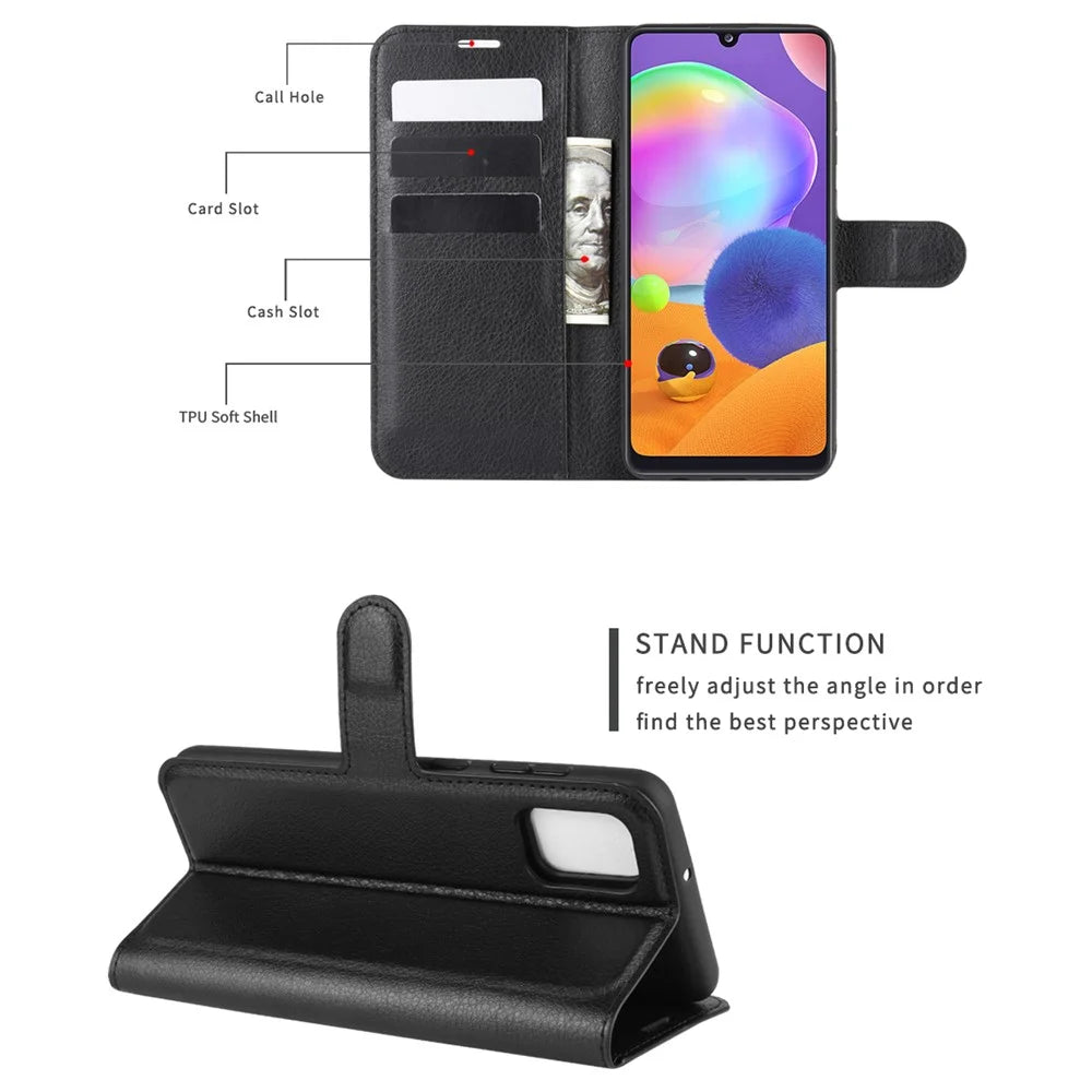 Litchi Surface Wallet Leather Case for Samsung Galaxy A31 - Black - 4
