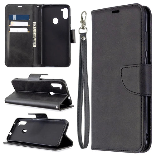 Wallet Leather Stand Case for Samsung Galaxy A11 (EU Version)/M11 - Black - 1