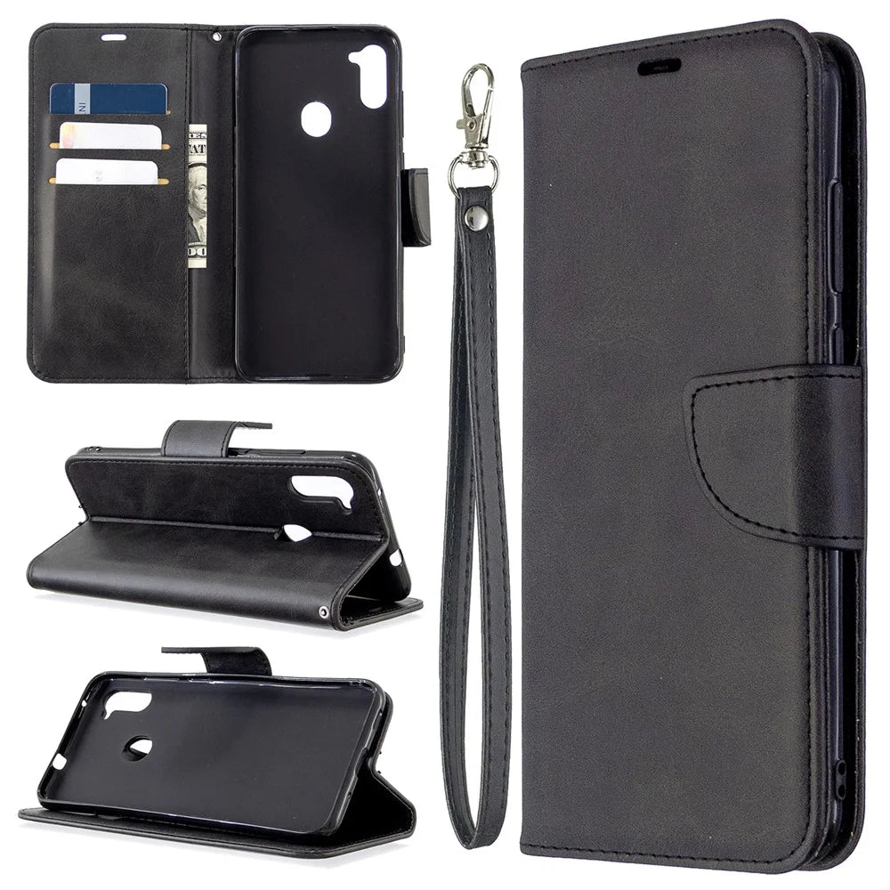 Wallet Leather Stand Case for Samsung Galaxy A11 (EU Version)/M11 - Black - 1