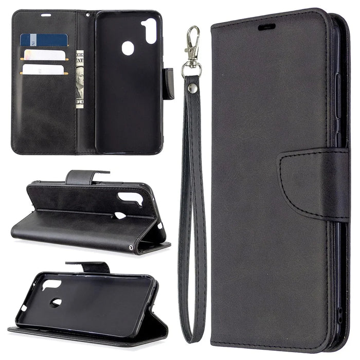 Wallet Leather Stand Case for Samsung Galaxy A11 (EU Version)/M11 - Black - 1
