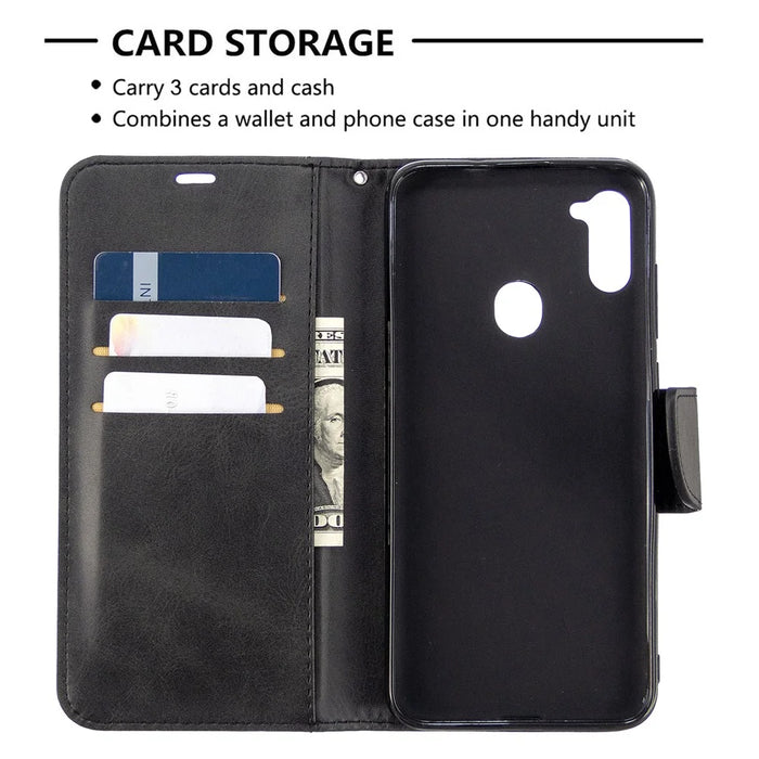 Wallet Leather Stand Case for Samsung Galaxy A11 (EU Version)/M11 - Black - 3