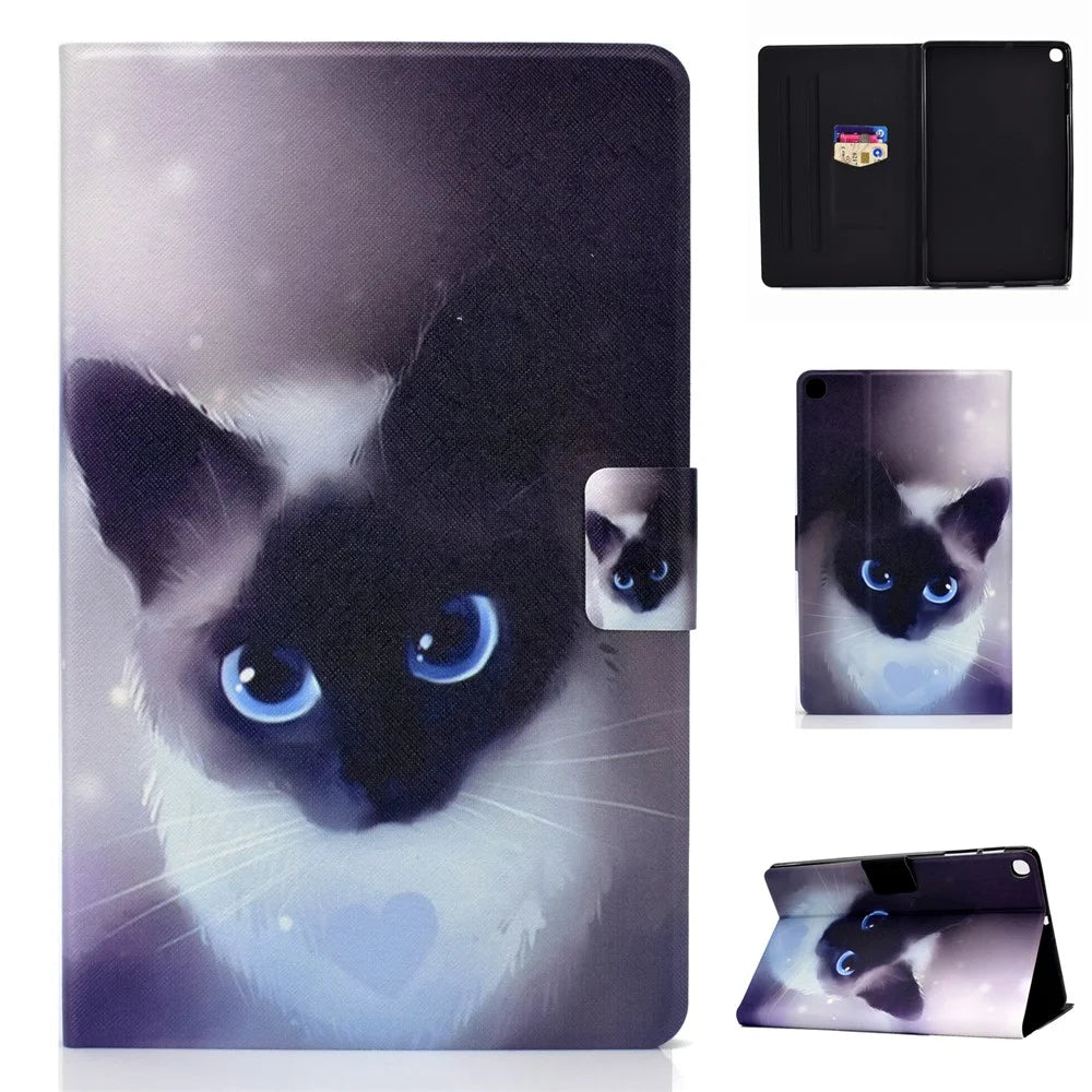 Pattern Printing Leather Stand Tablet Cover for Samsung Galaxy Tab S6 Lite (2020) P610 P615 / (2022) / (2024) - Cat - 1
