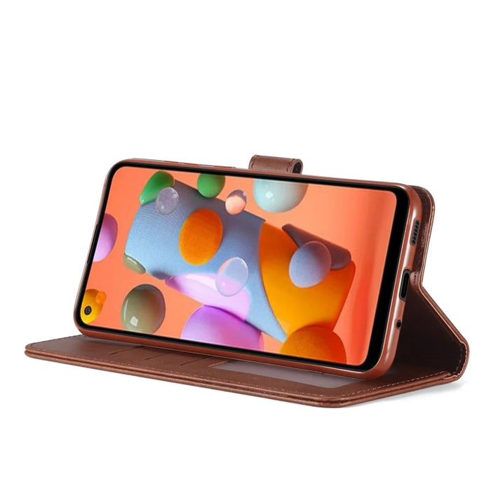 LC.IMEEKE Wallet Leather Stand Case for Samsung Galaxy A11 (EU Version)/M11 - Coffee - 5