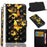 Light Spot Decor Patterns Wallet Case Leather Cover with Lanyard for Samsung Galaxy A41 (Global Version) - Gold Butterflies - 1