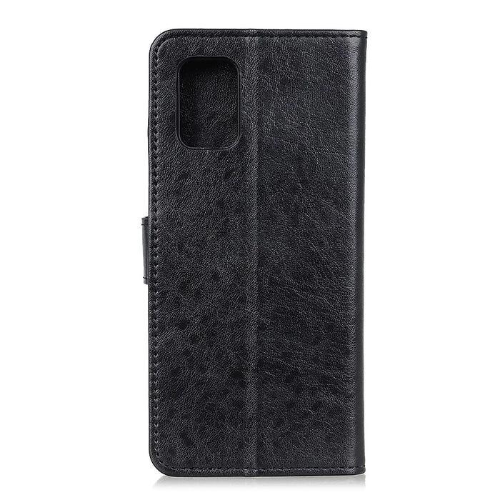 For Samsung Galaxy A41 (Global Version) Crazy Horse Leather Shell with Wallet Stand Case - Black - 2