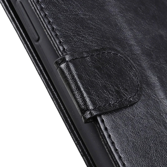 For Samsung Galaxy A41 (Global Version) Crazy Horse Leather Shell with Wallet Stand Case - Black - 6