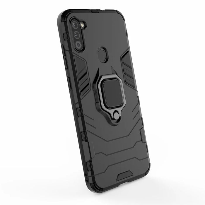 Cool Guard Ring Holder Kickstand PC + TPU Stylish Case for Samsung Galaxy A11 (EU Version) - Black - 5