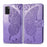 Imprint Butterfly Flower Leather Wallet Case for Samsung Galaxy A41 (Global Version) - Light Purple - 1