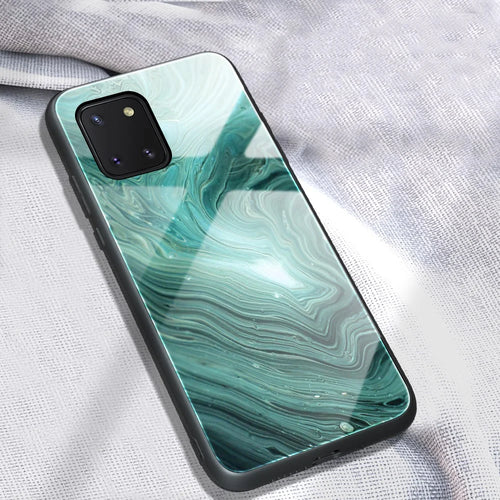 Marble Texture Tempered Glass Back + TPU Combo Phone Shell for Samsung Galaxy A91/S10 Lite - Style A - 1