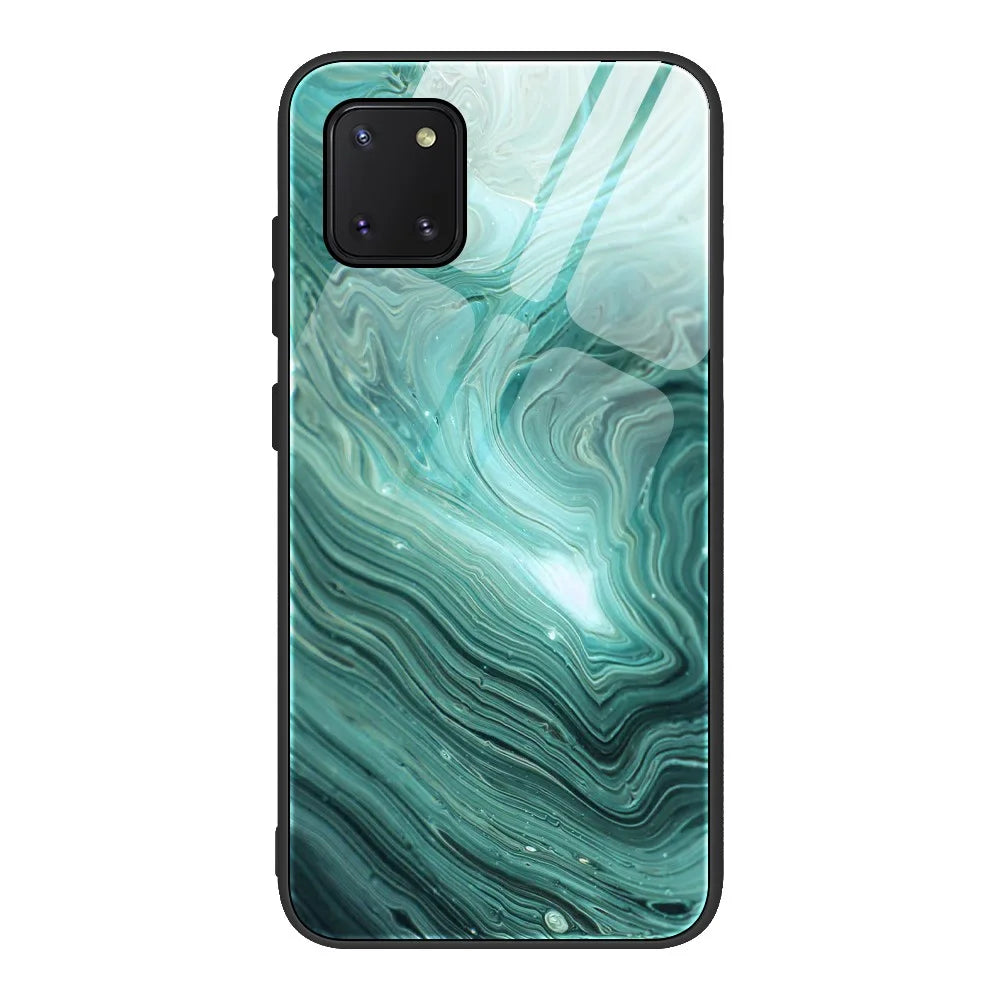 Marble Texture Tempered Glass Back + TPU Combo Phone Shell for Samsung Galaxy A91/S10 Lite - Style A - 2