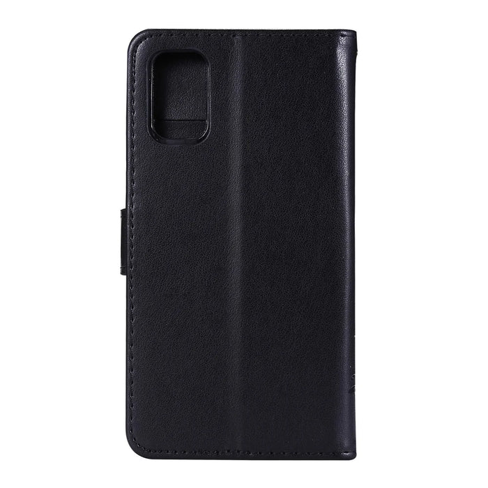 Imprint Butterflies Wallet Stand Flip Leather Phone Shell for Samsung Galaxy A41 (Global Version) - Black - 2