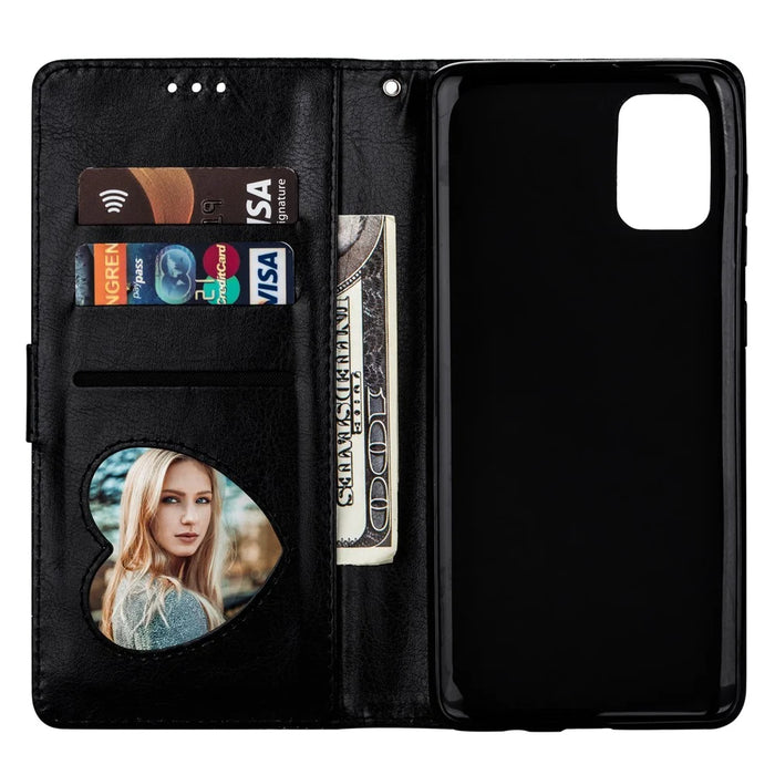 Glitter Powder Zippered Stand Leather Wallet Case with Strap for Samsung Galaxy A41 (Global Version) - Black - 5