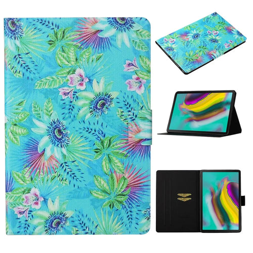 Pattern Printing Card Slots Flip Leather Tablet Cover for Samsung Galaxy Tab S5e SM-T720/T725 - Flowers - 1