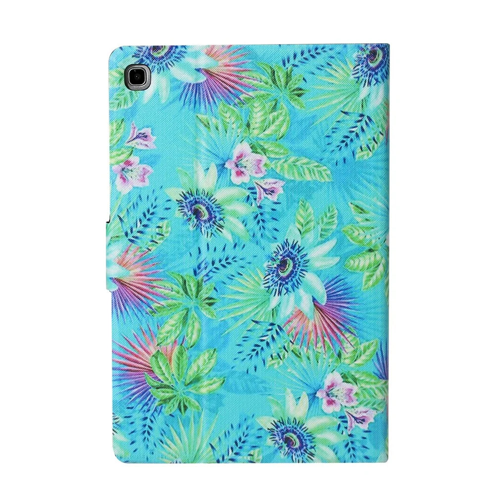 Pattern Printing Card Slots Flip Leather Tablet Cover for Samsung Galaxy Tab S5e SM-T720/T725 - Flowers - 3