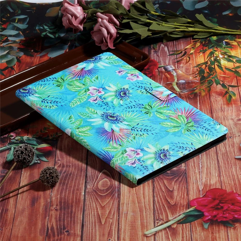 Pattern Printing Card Slots Flip Leather Tablet Cover for Samsung Galaxy Tab S5e SM-T720/T725 - Flowers - 6