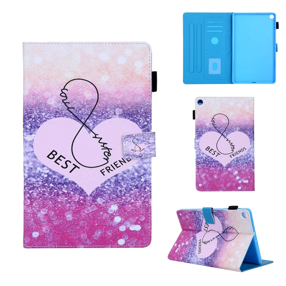 Pattern Printing Multi-angle Stand Leather Card Slot Tablet Cover for Samsung Galaxy Tab A 10.1 (2019) T510/T515 - Love Heart - 1