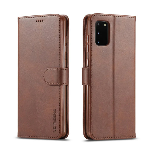 LC.IMEEKE Wallet Stand Leather Mobile Cover for Samsung Galaxy A41 (Global Version) - Coffee - 1
