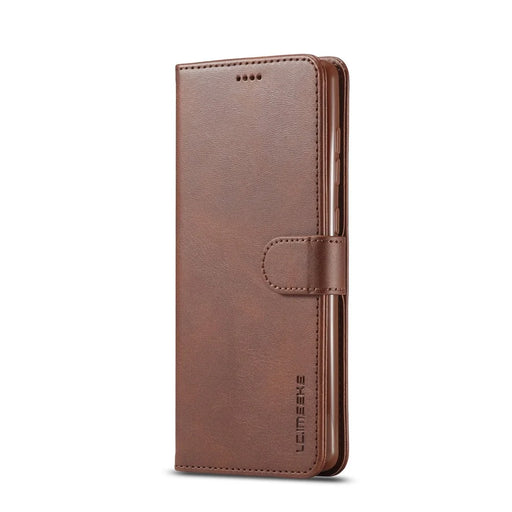 LC.IMEEKE Wallet Stand Leather Mobile Cover for Samsung Galaxy A41 (Global Version) - Coffee - 2