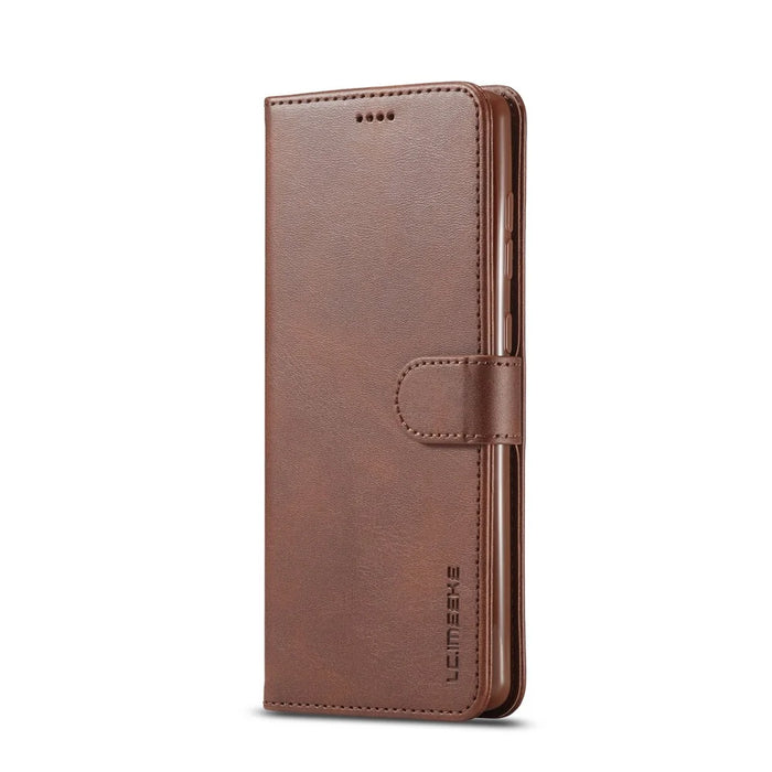 LC.IMEEKE Wallet Stand Leather Mobile Cover for Samsung Galaxy A41 (Global Version) - Coffee - 2