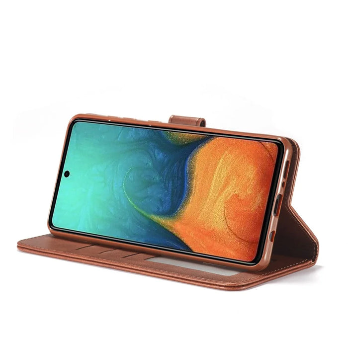 LC.IMEEKE Wallet Stand Leather Mobile Cover for Samsung Galaxy A41 (Global Version) - Coffee - 5