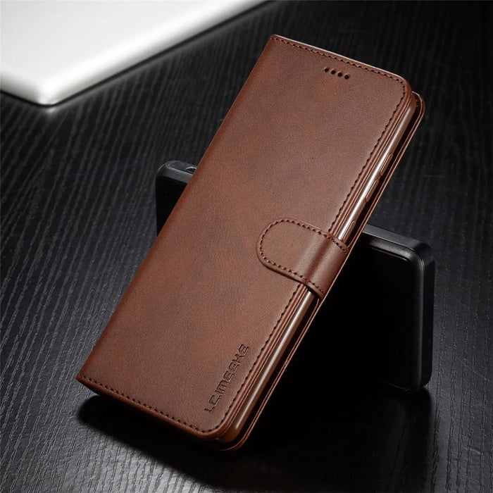 LC.IMEEKE Wallet Stand Leather Mobile Cover for Samsung Galaxy A41 (Global Version) - Coffee - 7