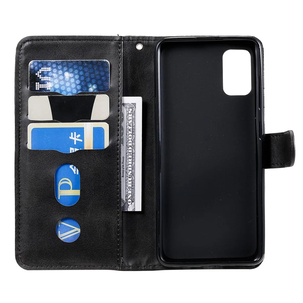 Zipper Pocket Leather Wallet Stand Case for Samsung Galaxy A41 (Global Version) - Black - 5