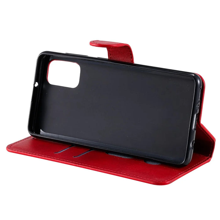 PU Leather Wallet Stand Magnetic Cover for Samsung Galaxy A41 (Global Version) - Red - 7