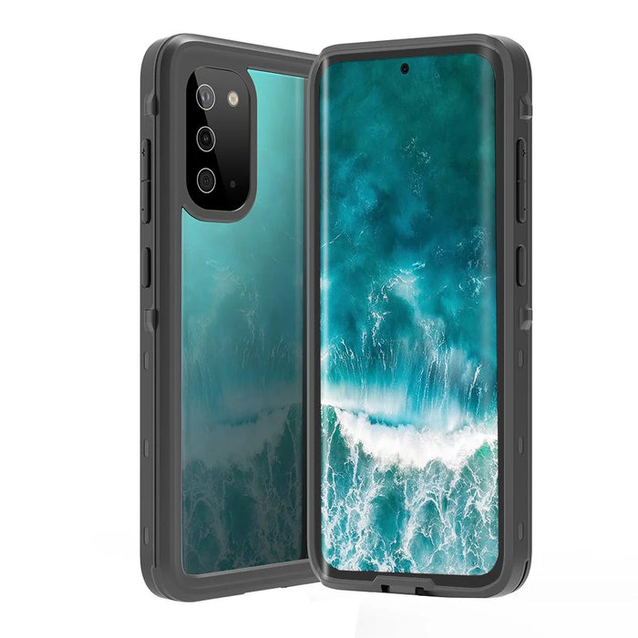 REDPEPPER Durable Mobile Phone Case IP68 Waterproof Phone Cover [Support Fingerprint Unlock ] [Clear Back] for Samsung Galaxy S20 4G/S20 5G - Black - 1