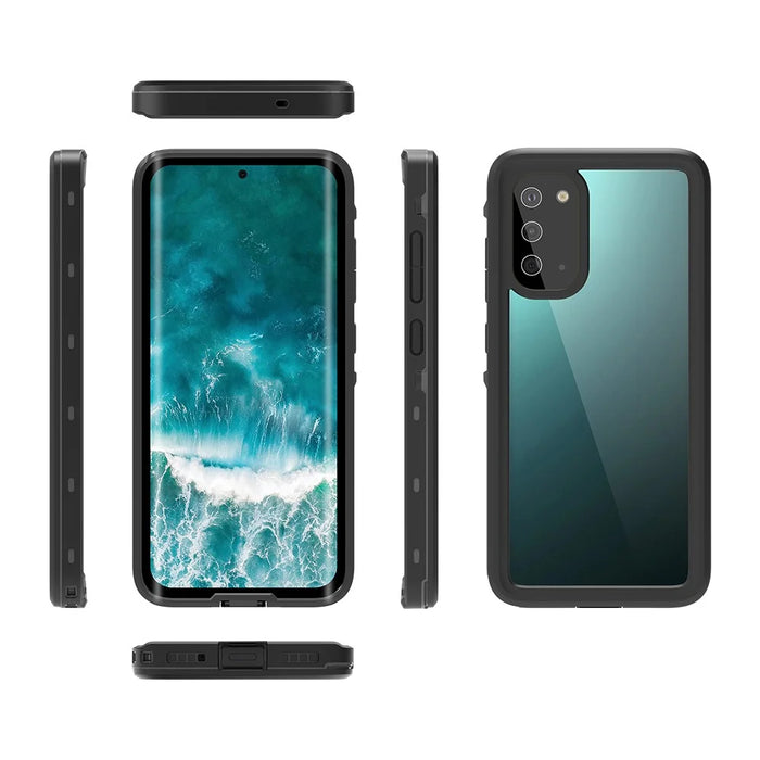 REDPEPPER Durable Mobile Phone Case IP68 Waterproof Phone Cover [Support Fingerprint Unlock ] [Clear Back] for Samsung Galaxy S20 4G/S20 5G - Black - 2