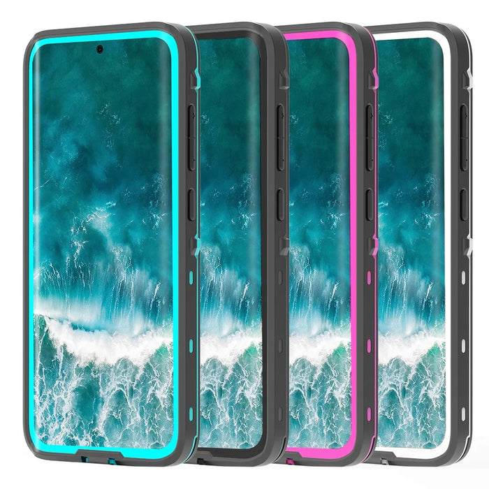 REDPEPPER Durable Mobile Phone Case IP68 Waterproof Phone Cover [Support Fingerprint Unlock ] [Clear Back] for Samsung Galaxy S20 4G/S20 5G - Black - 3