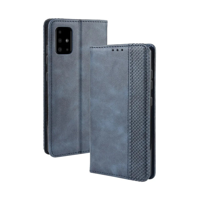 Retro Leather with Wallet Stand Cover for Samsung Galaxy A71 5G SM-A716 - Blue - 2